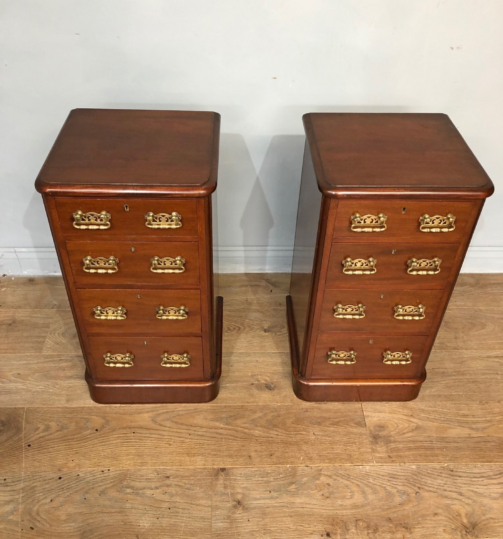 Pair of Victorian mahogany bedside chests of drawers  View II