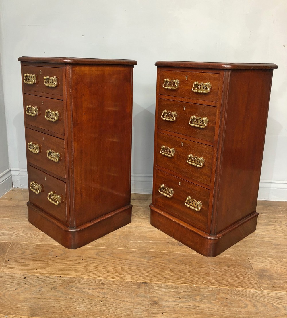 Pair of Victorian mahogany bedside chests of drawers  View III