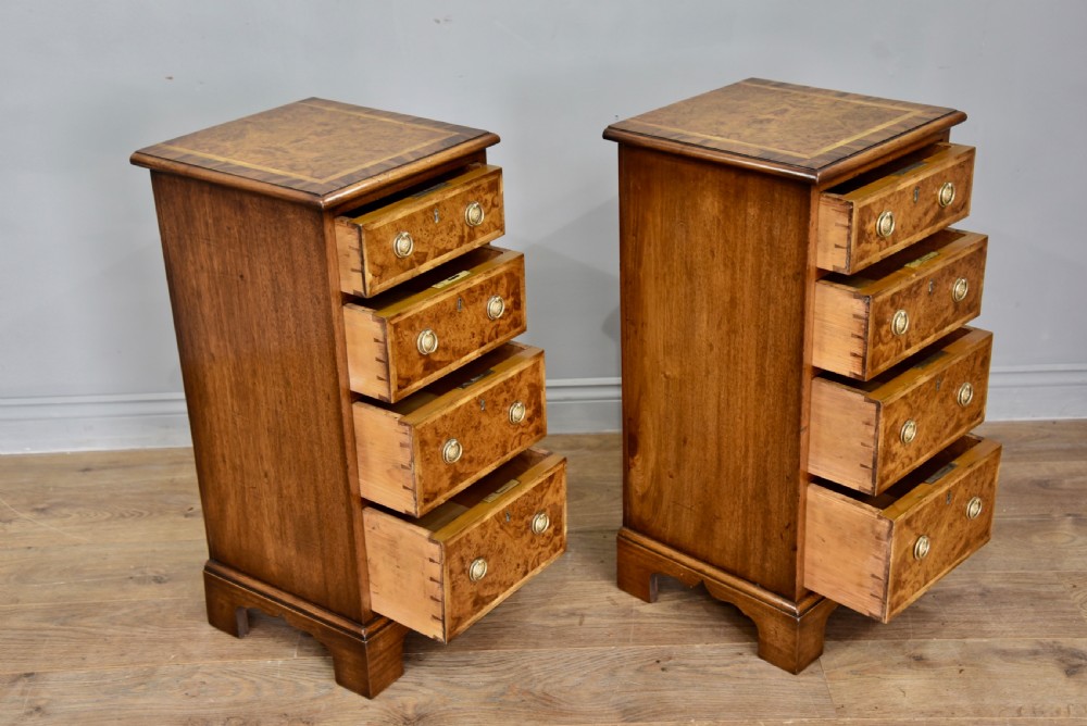pair of Victorian walnut bedside chests of drawers  View IV