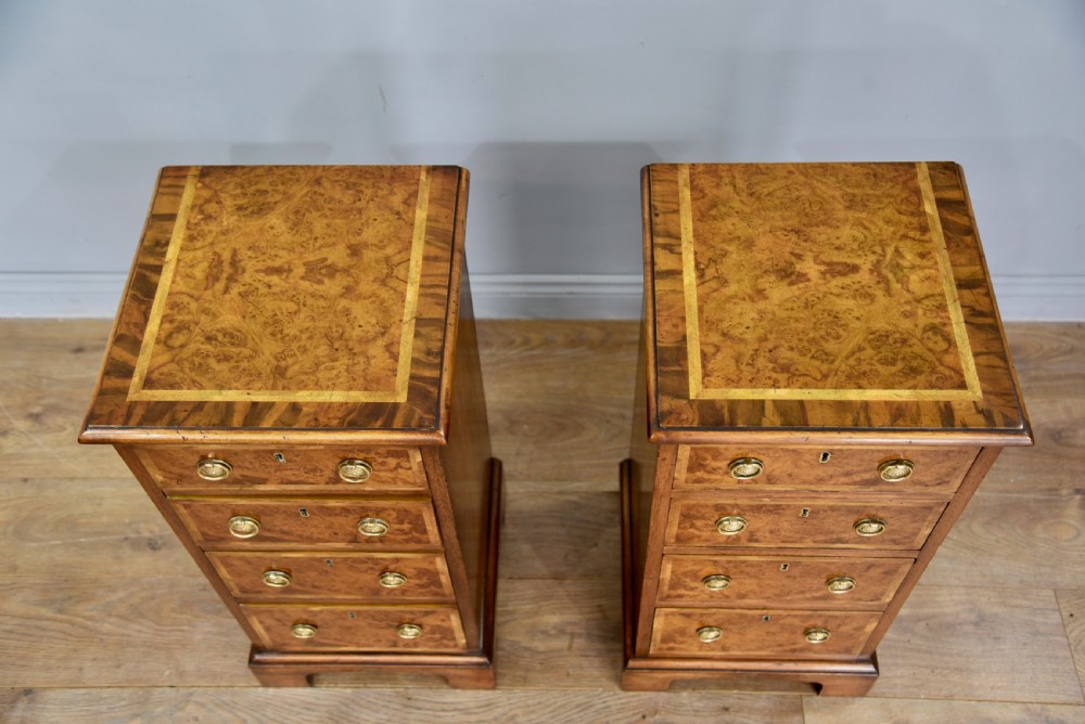 pair of Victorian walnut bedside chests of drawers  View VI