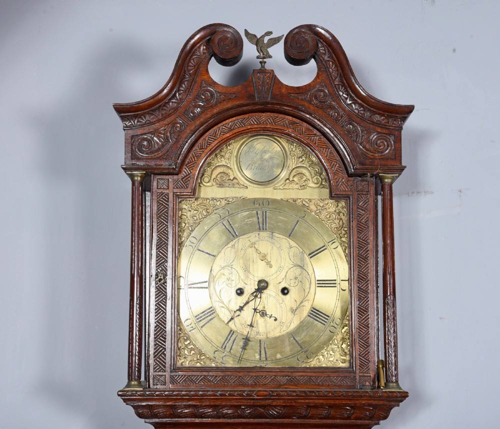 carved oak Grandfather clock John Gladstone Biggar  View II