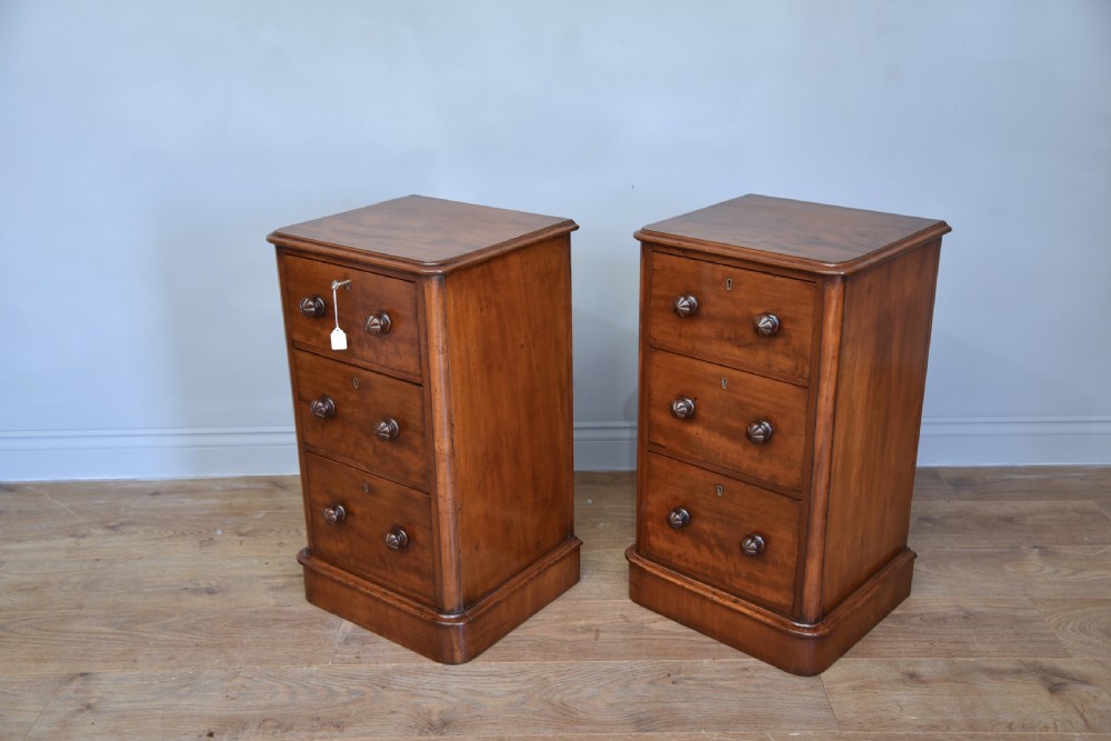 pair of Victorian mahogany bedside chests of drawers  View II