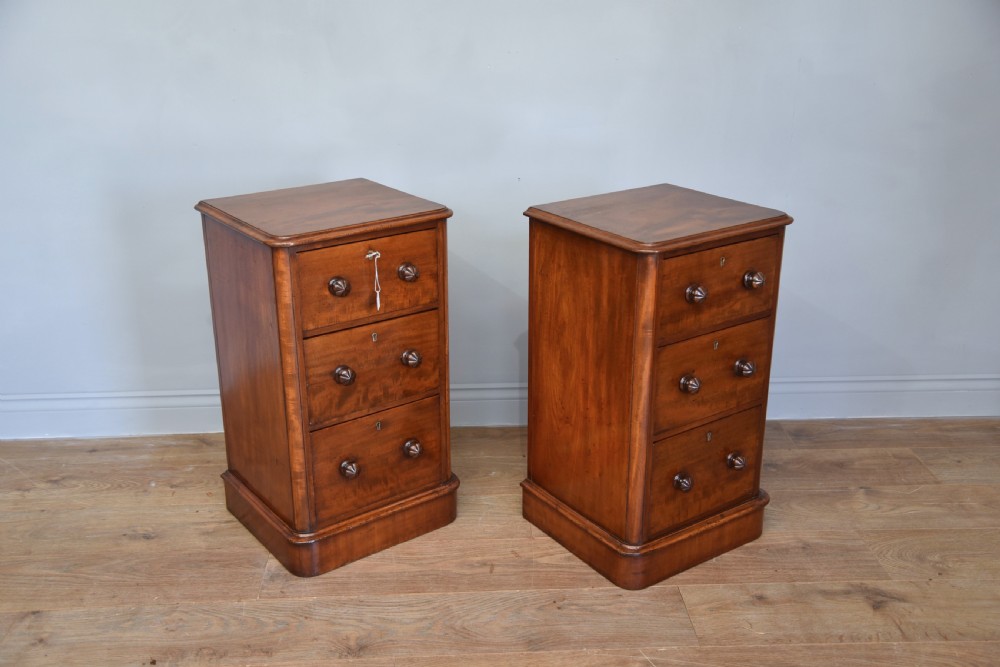 pair of Victorian mahogany bedside chests of drawers  View III