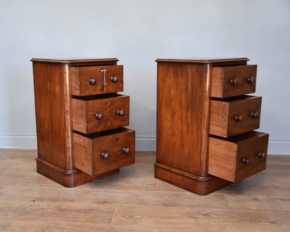 pair of Victorian mahogany bedside chests of drawers  View IV