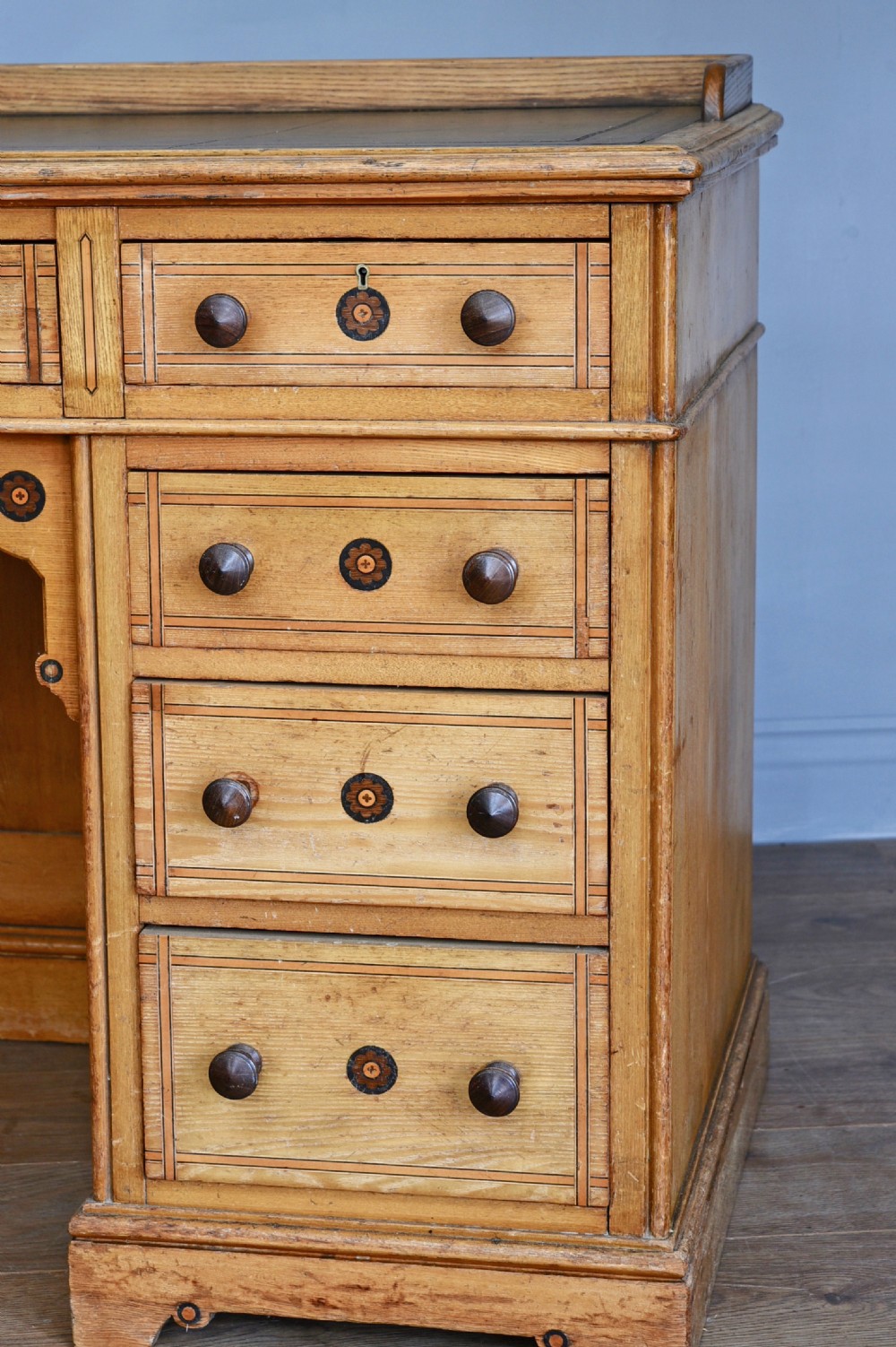 Victorian Ash pedestal desk  View III