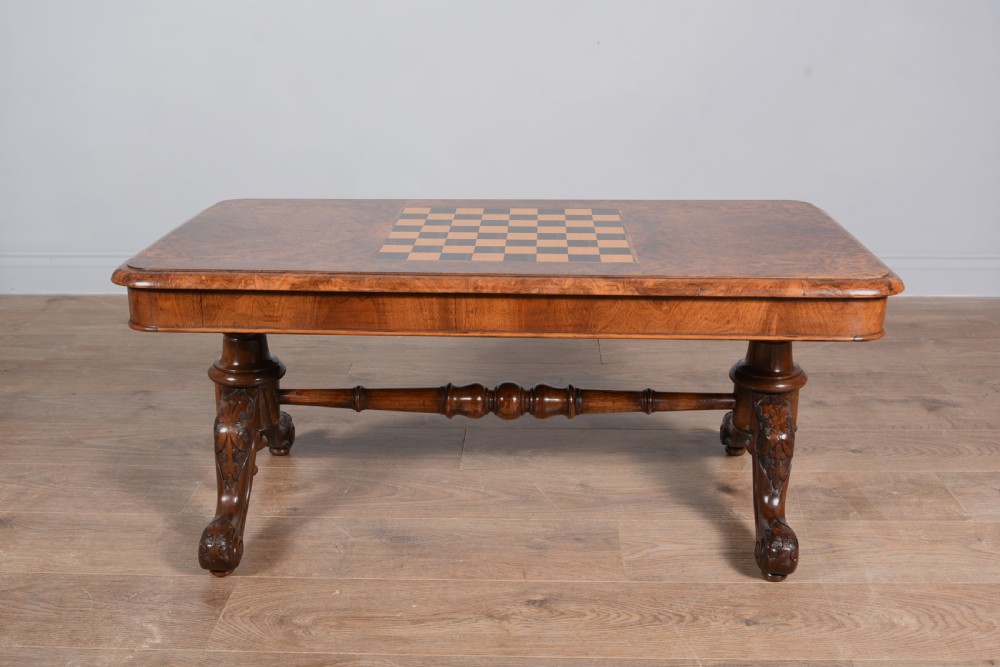 Victorian walnut chess top coffee table  View IV