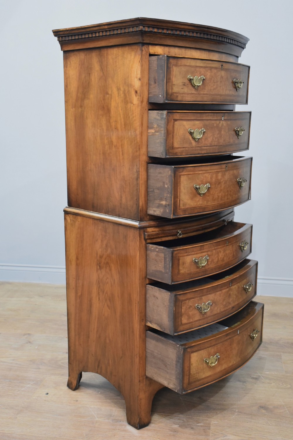 Walnut bow front chest on chest  View IV