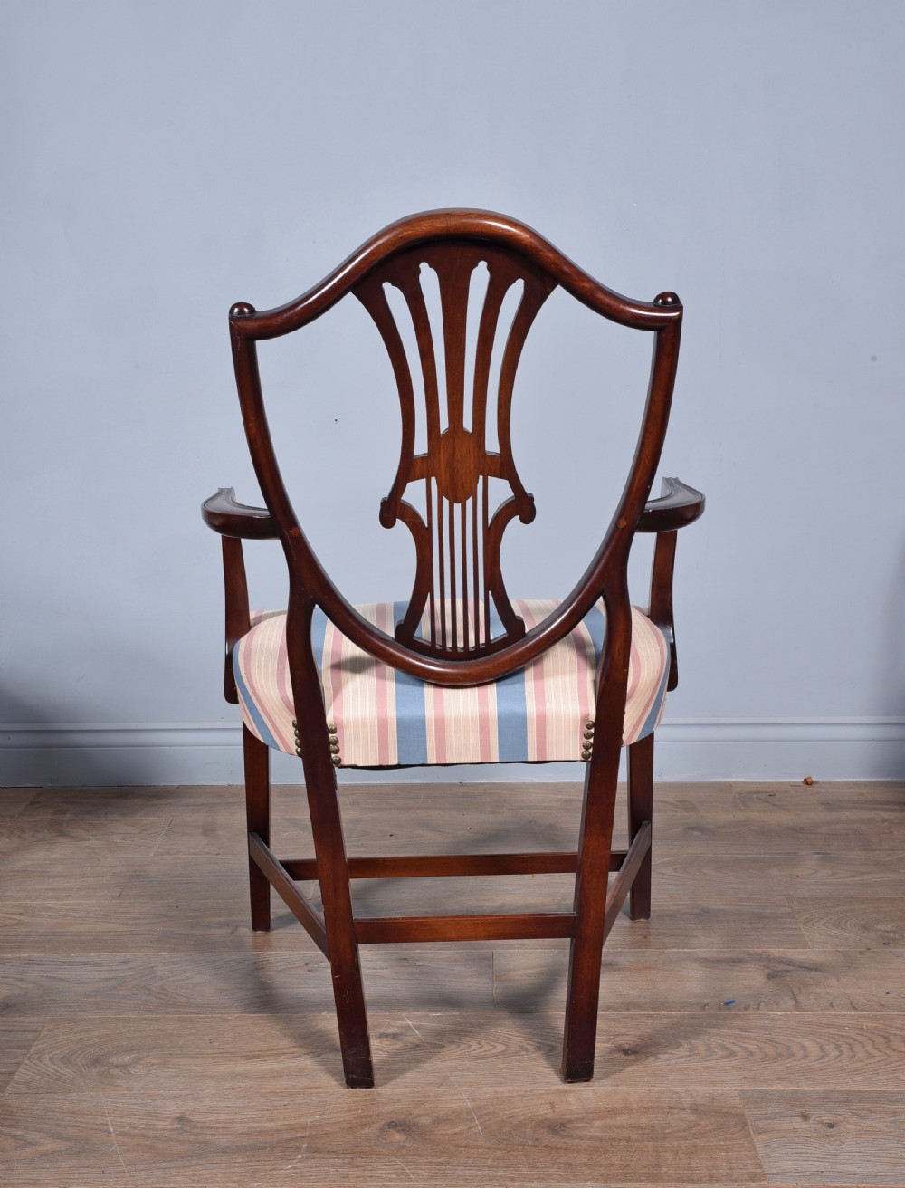 Set of eight Sheraton revival mahogany dining chairs  View IV