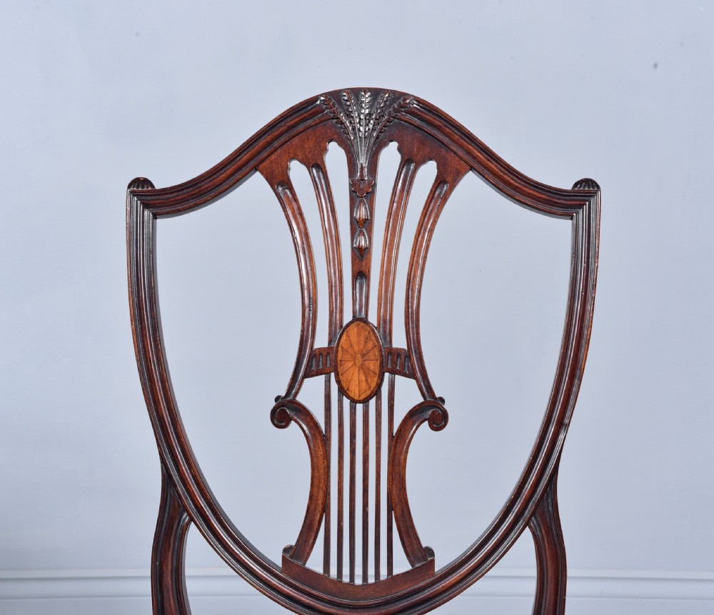 Set of eight Sheraton revival mahogany dining chairs  View VIII