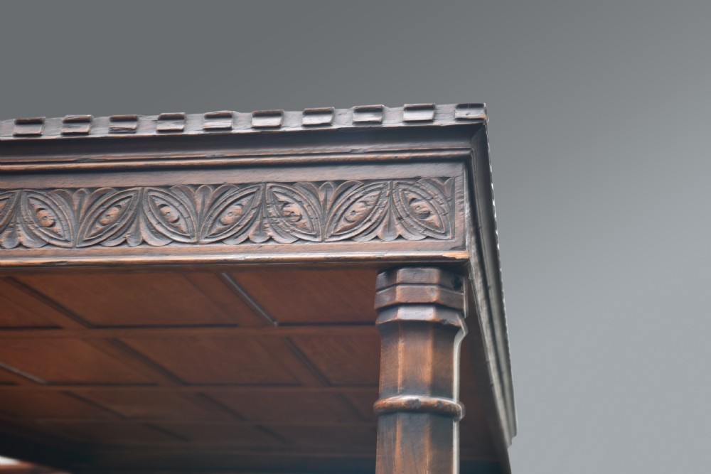 Carved oak four poster full tester double bed  View V