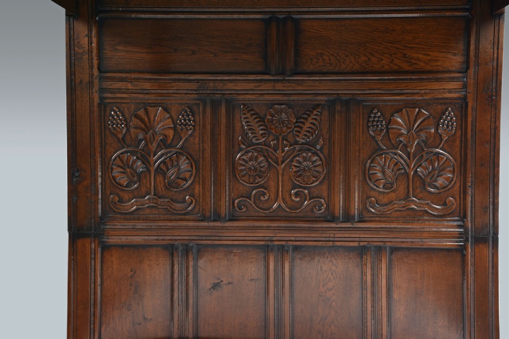 carved oak 17th century style four poster bed  View IV
