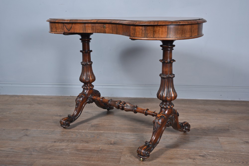 Antique Kidney shaped rosewood writing table  View II