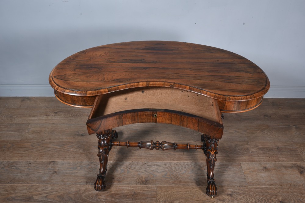Antique Kidney shaped rosewood writing table  View V