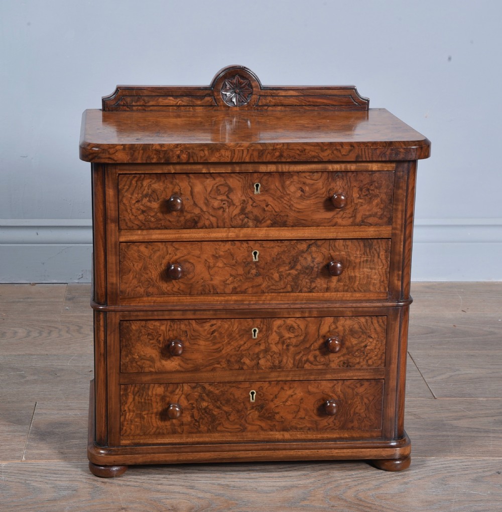 Antique Small apprentice cabinet makers walnut chest of drawers 