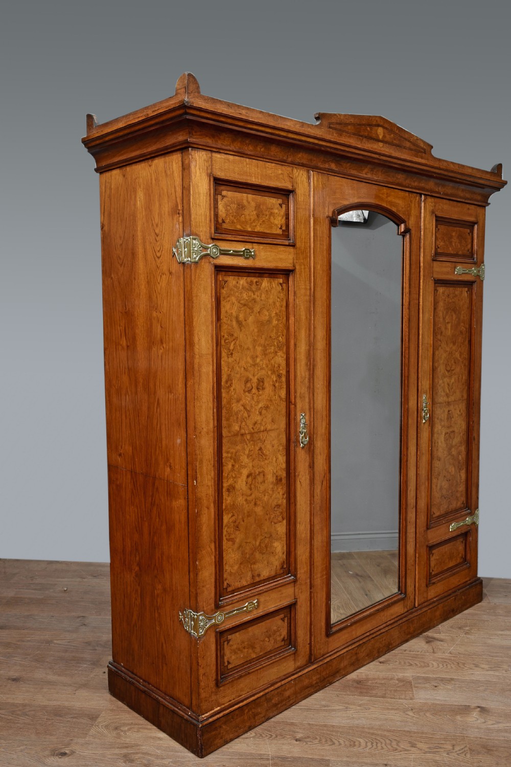 Antique walnut triple wardrobe  View II
