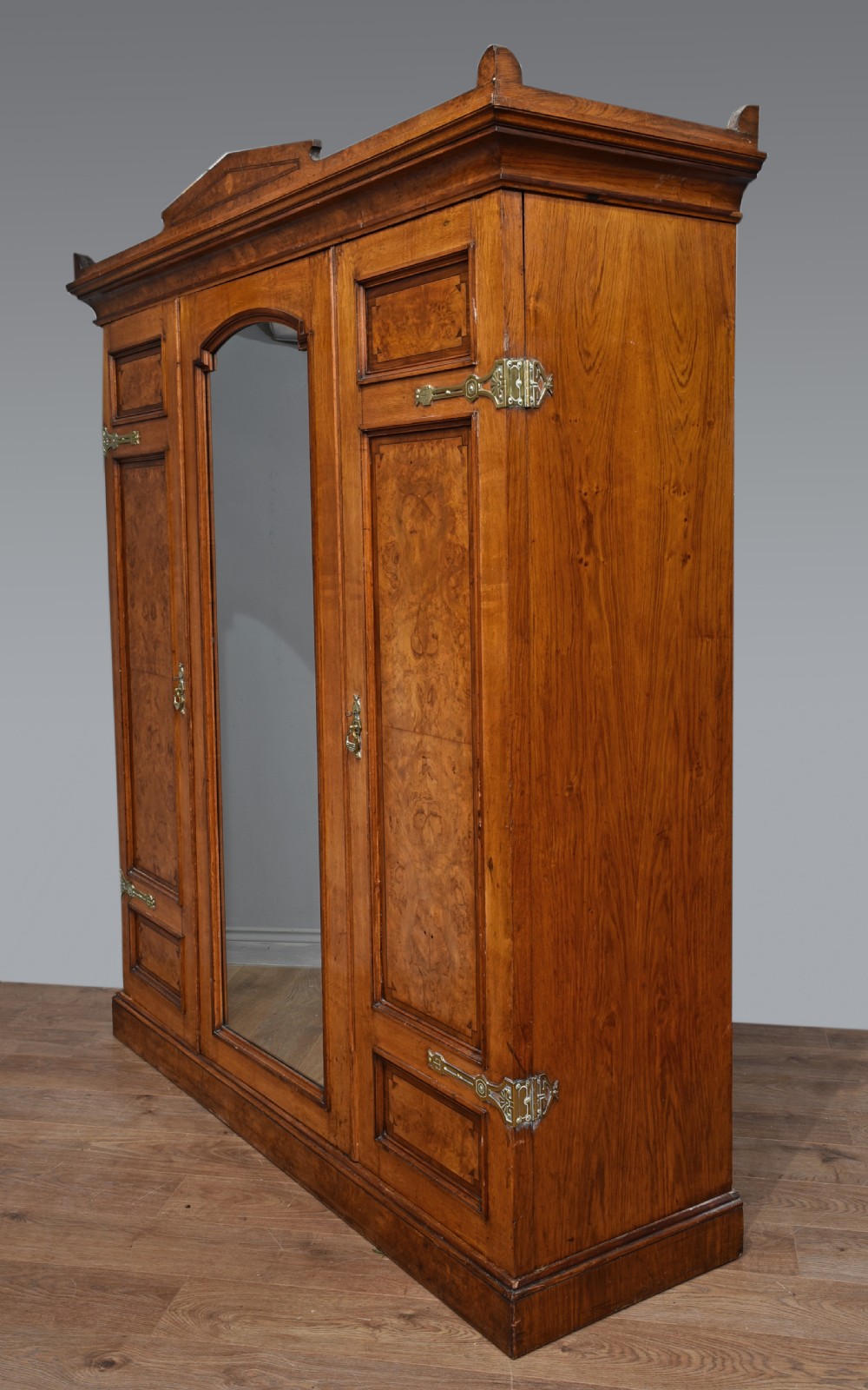 Antique walnut triple wardrobe  View III