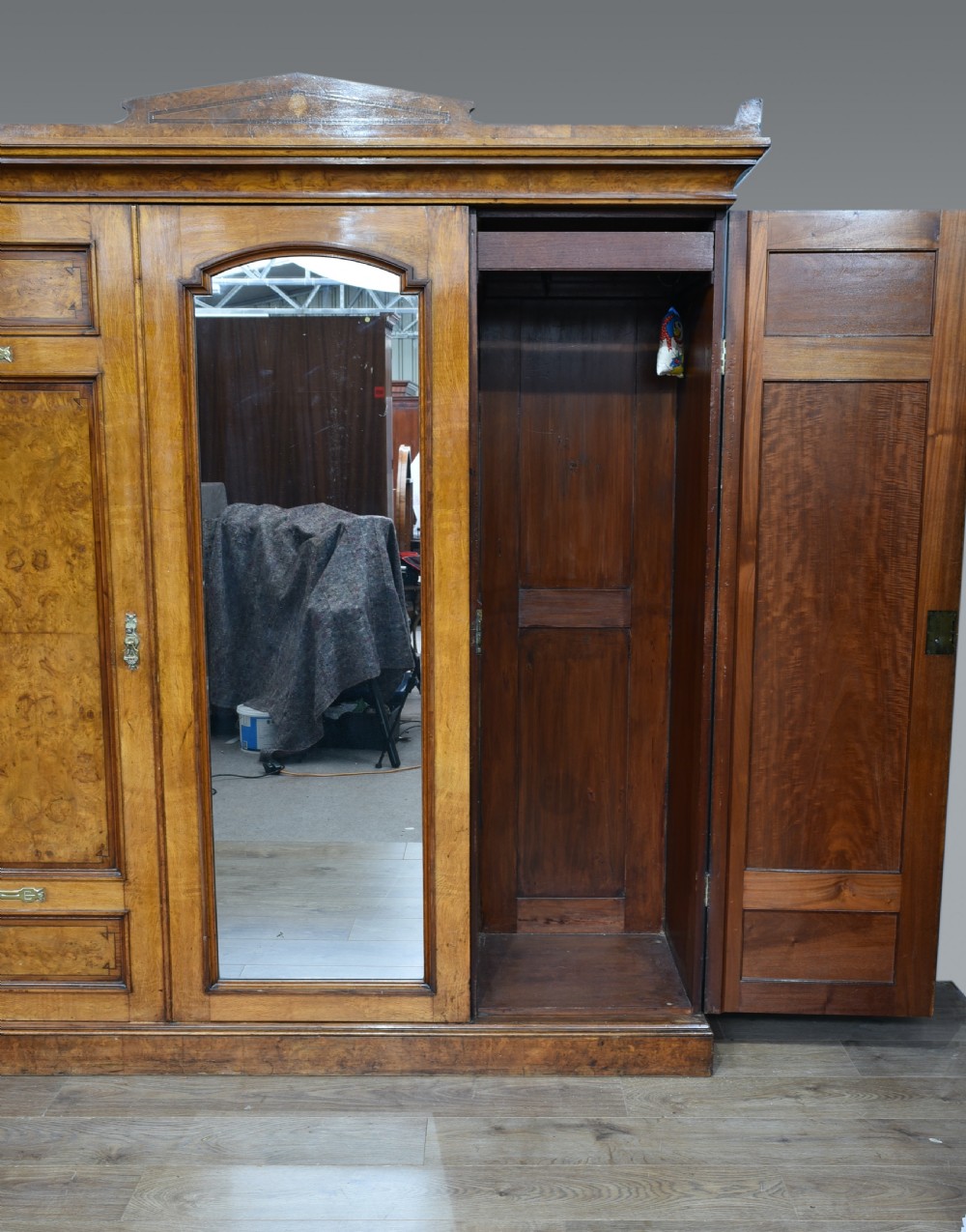 Antique walnut triple wardrobe  View V