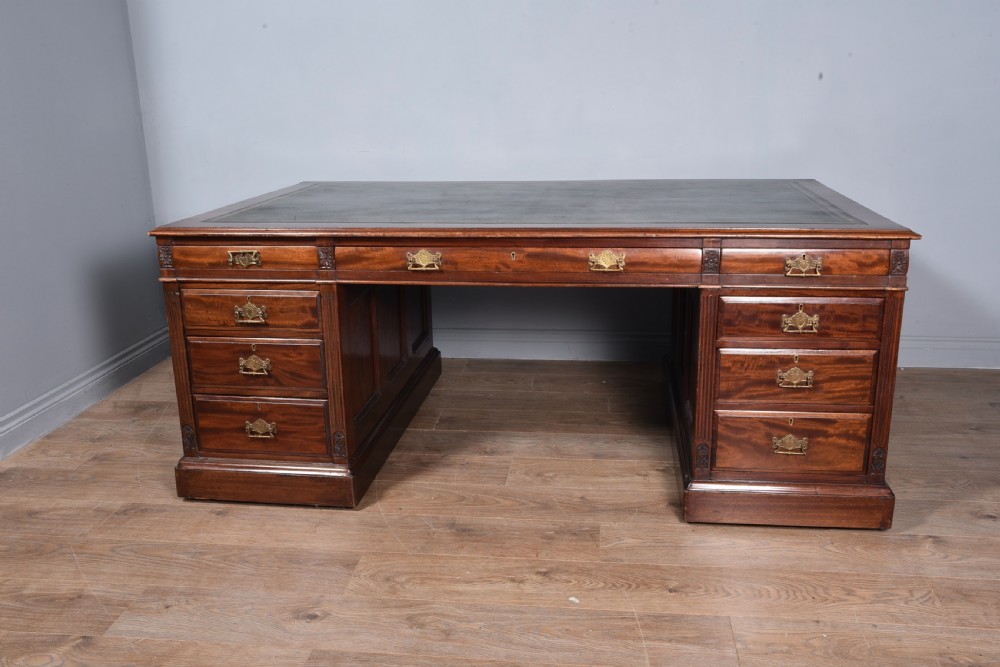 large 19th century mahogany partners desk 
