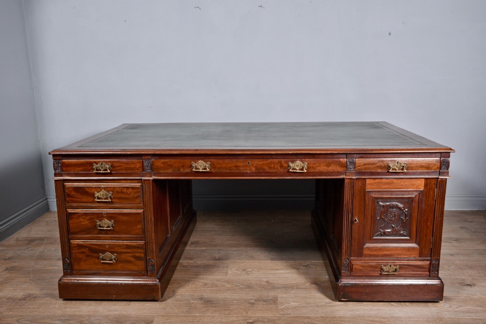 large 19th century mahogany partners desk  View II