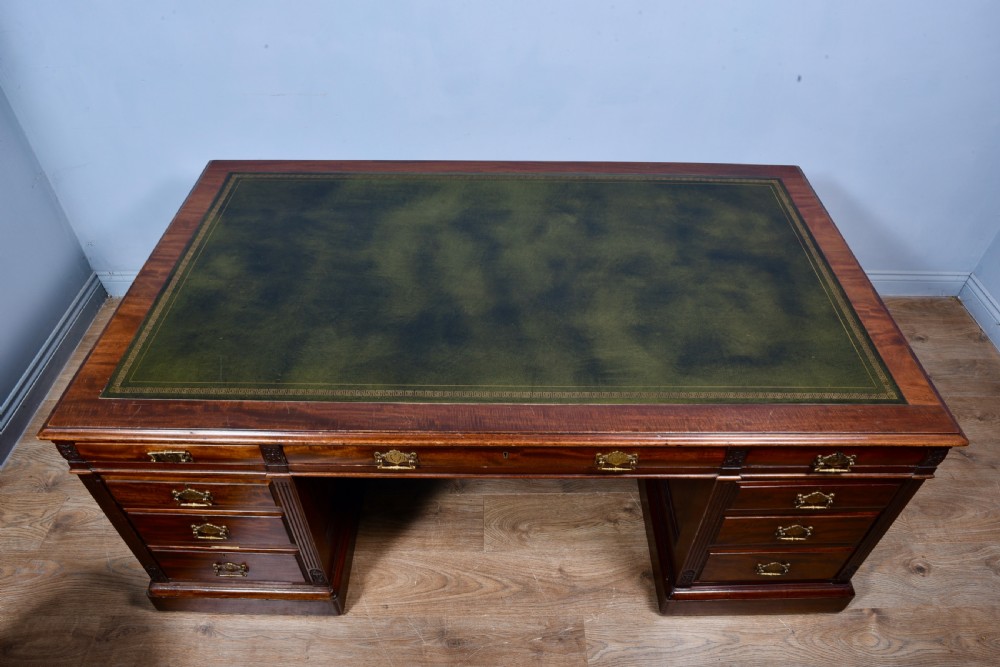 large 19th century mahogany partners desk  View III