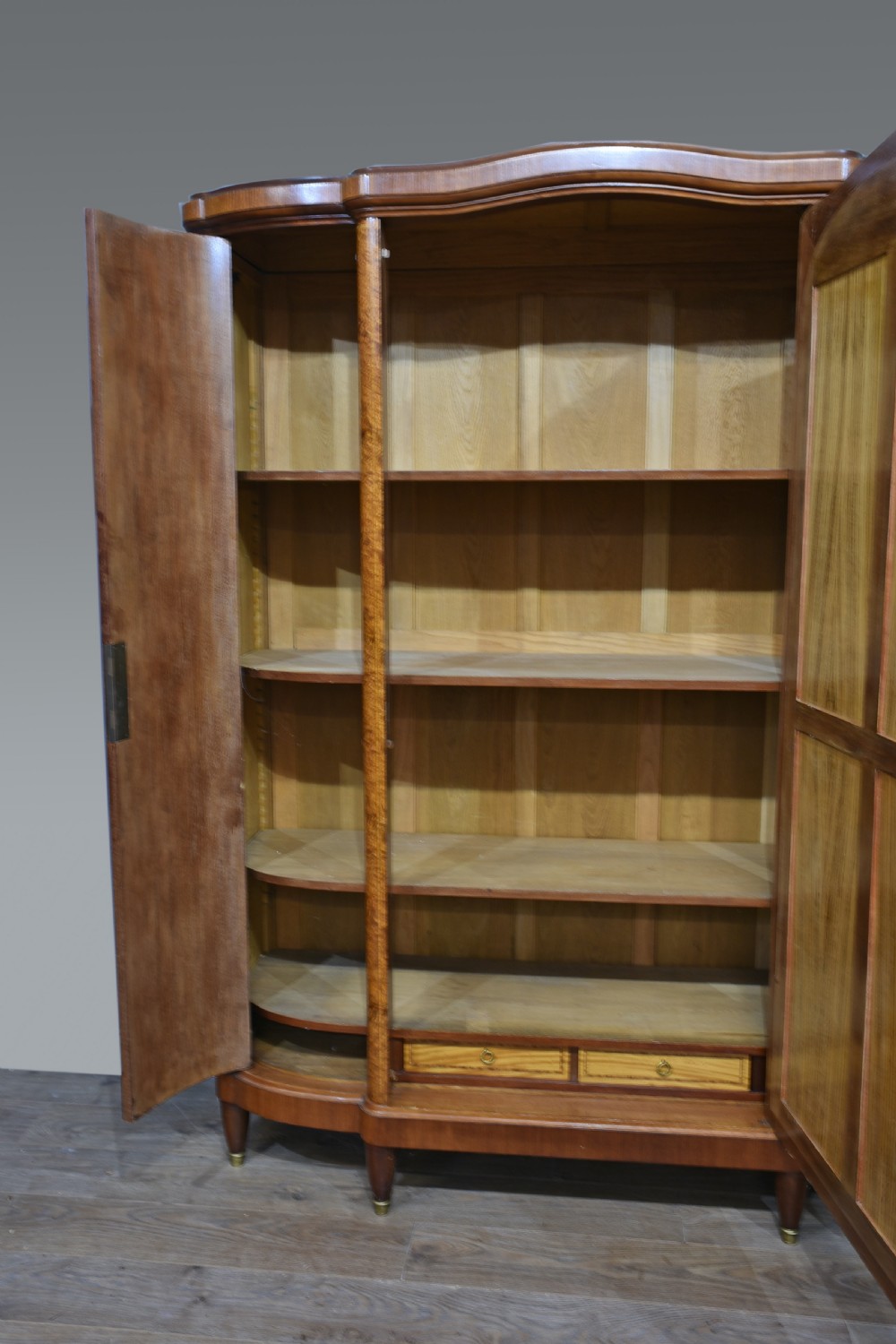 large Antique French Amboyna triple wardrobe  View III