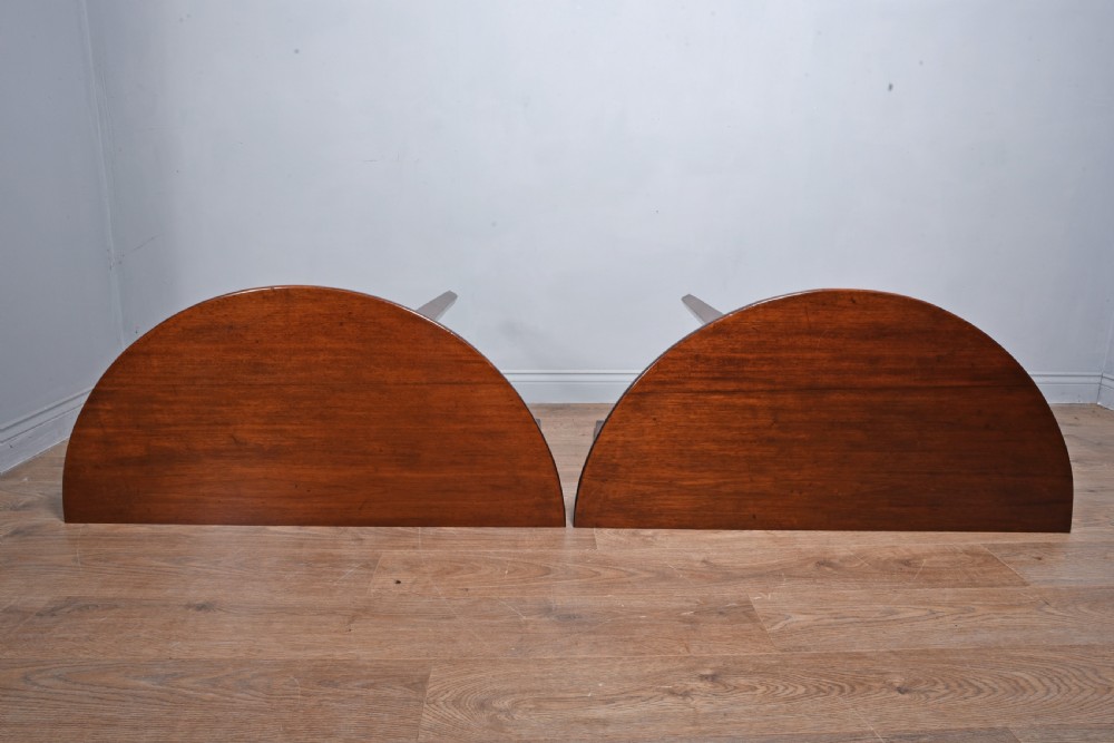 pair of Georgian mahogany Demi lune console tables  View III