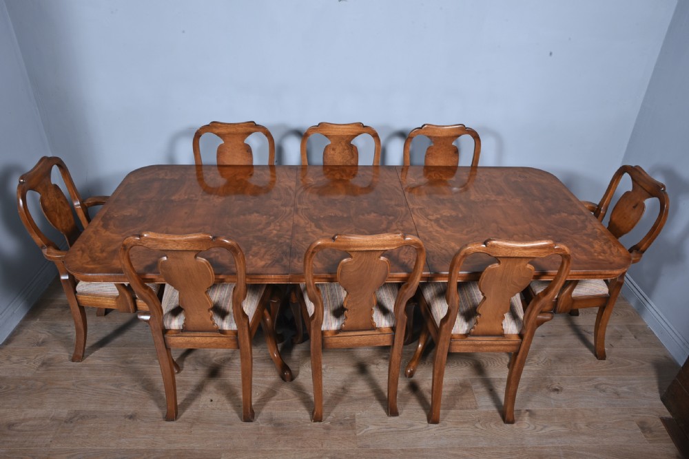 walnut dining table and eight chairs  View II
