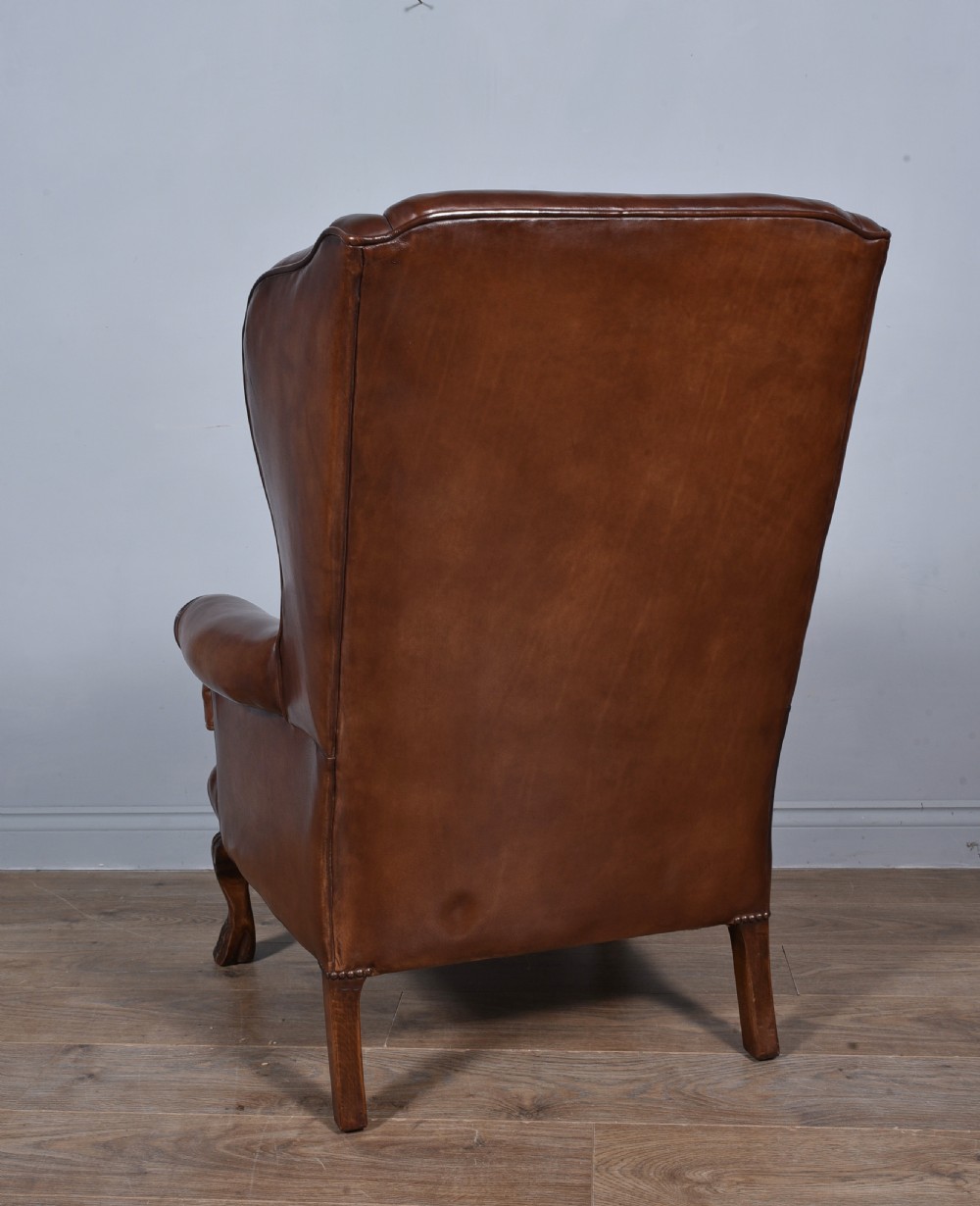 fine antique leather wing chair  View V