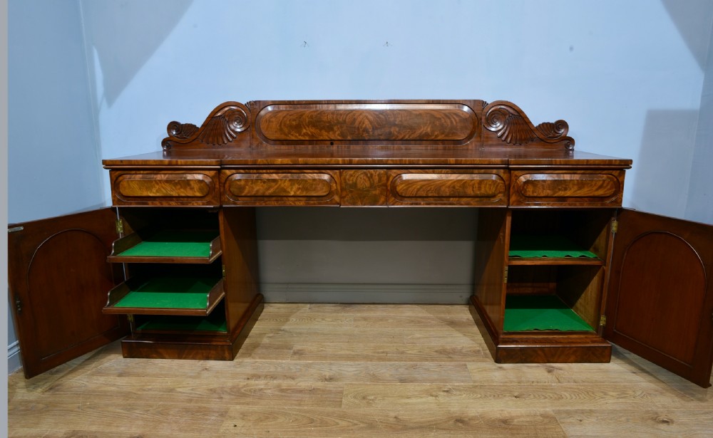 Large late Regency mahogany pedestal sideboard  View II
