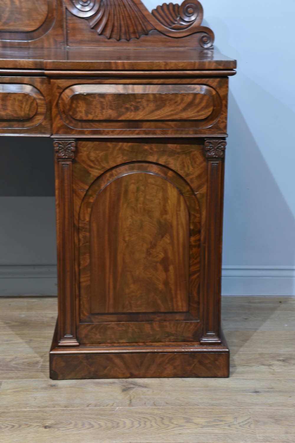 Large late Regency mahogany pedestal sideboard  View III