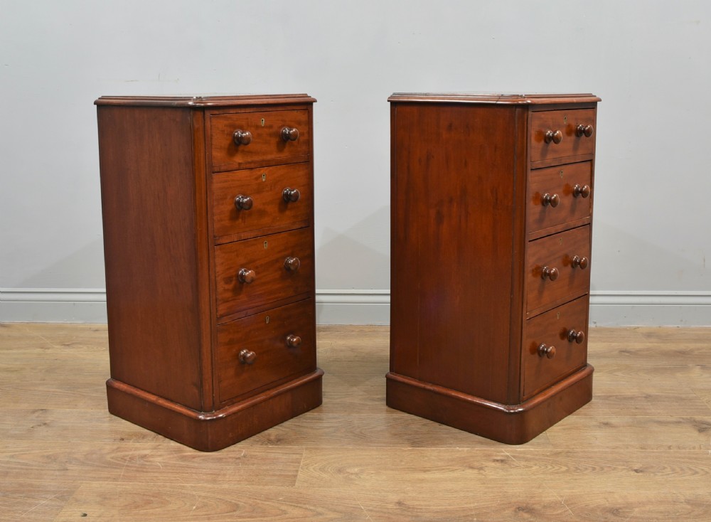 Antique pair of Victorian mahogany bedside chests of drawers  View III