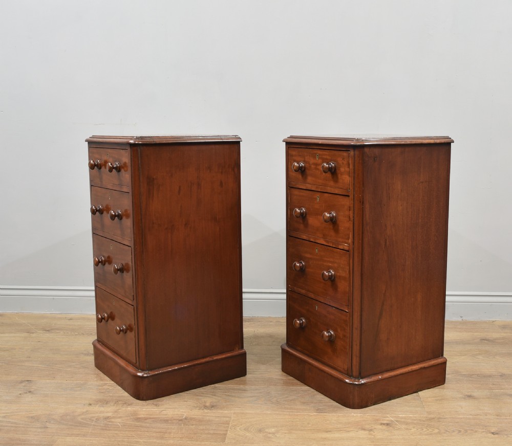 Antique pair of Victorian mahogany bedside chests of drawers  View IV