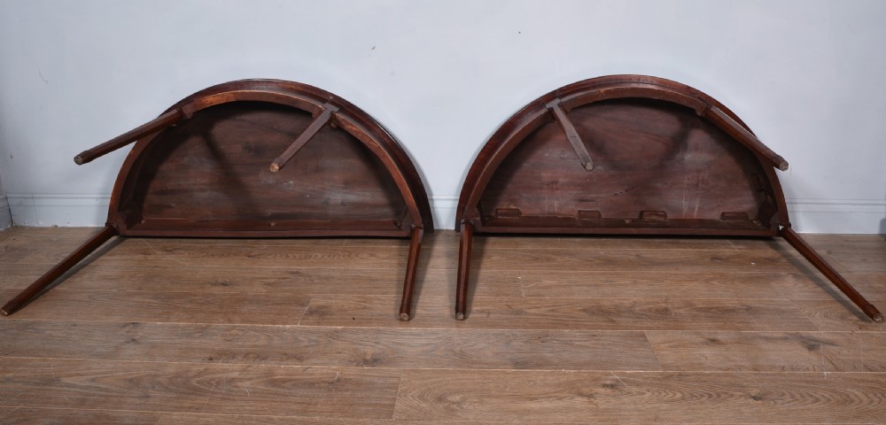 Antique pair of Georgian mahogany demi lune console tables  View IV