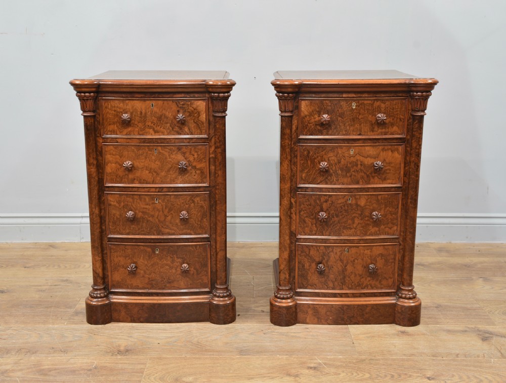 pair of walnut bedside chests of drawers Gillows View II