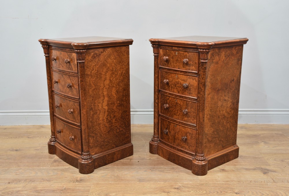 pair of walnut bedside chests of drawers Gillows View III