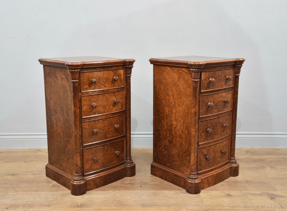 pair of walnut bedside chests of drawers Gillows View IV
