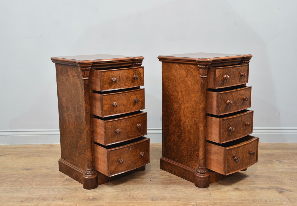 pair of walnut bedside chests of drawers Gillows View V