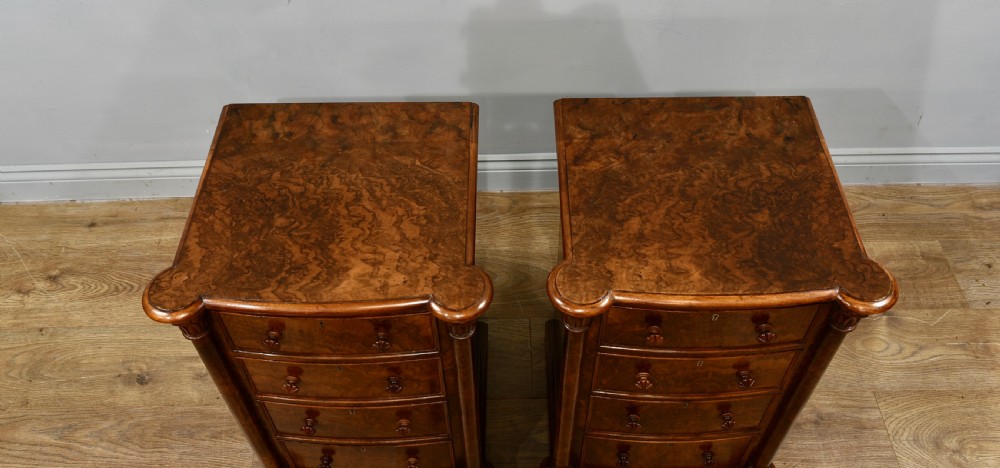 pair of walnut bedside chests of drawers Gillows View VII