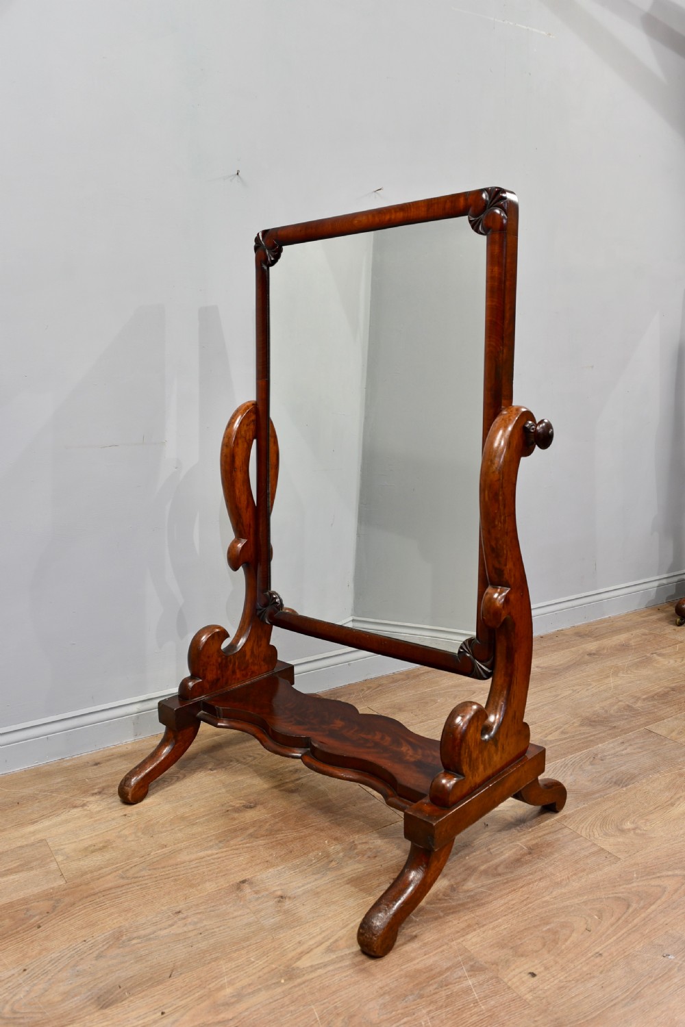 Antique mahogany dressing cheval mirror  View II