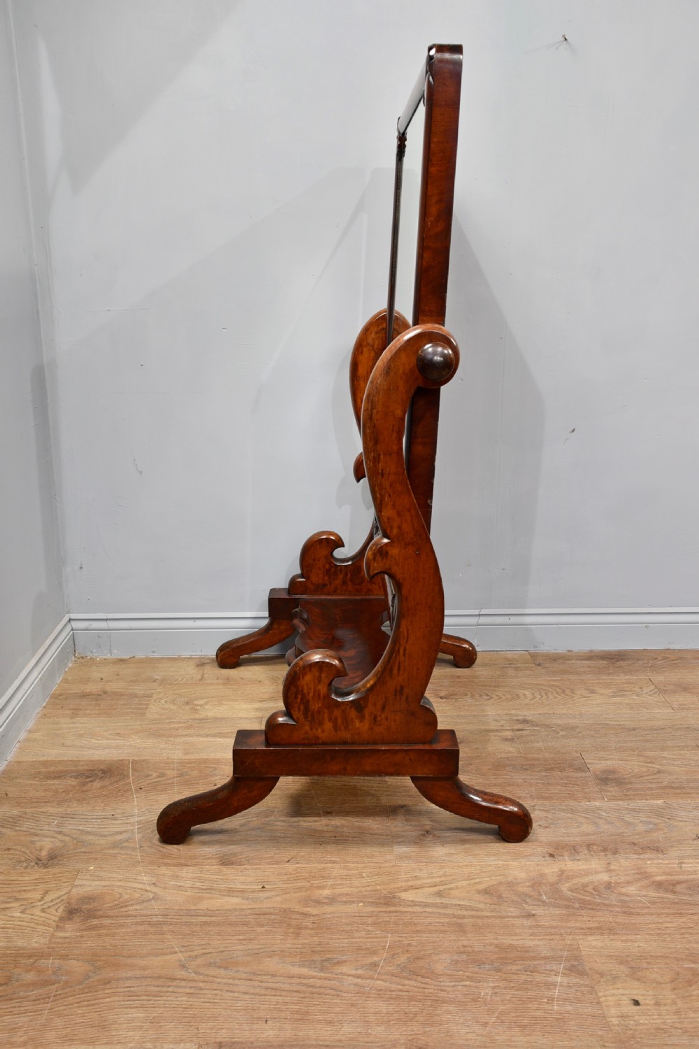 Antique mahogany dressing cheval mirror  View III