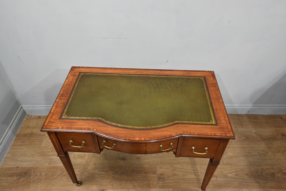 Antique inlaid mahogany writing desk  View V