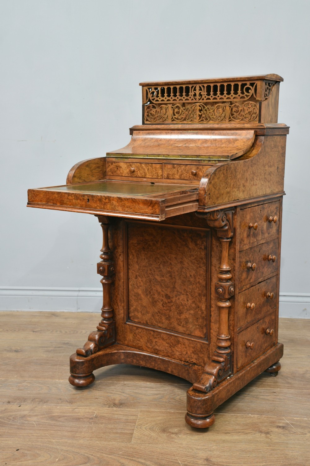 Victorian walnut piano top pop up davenport desk 