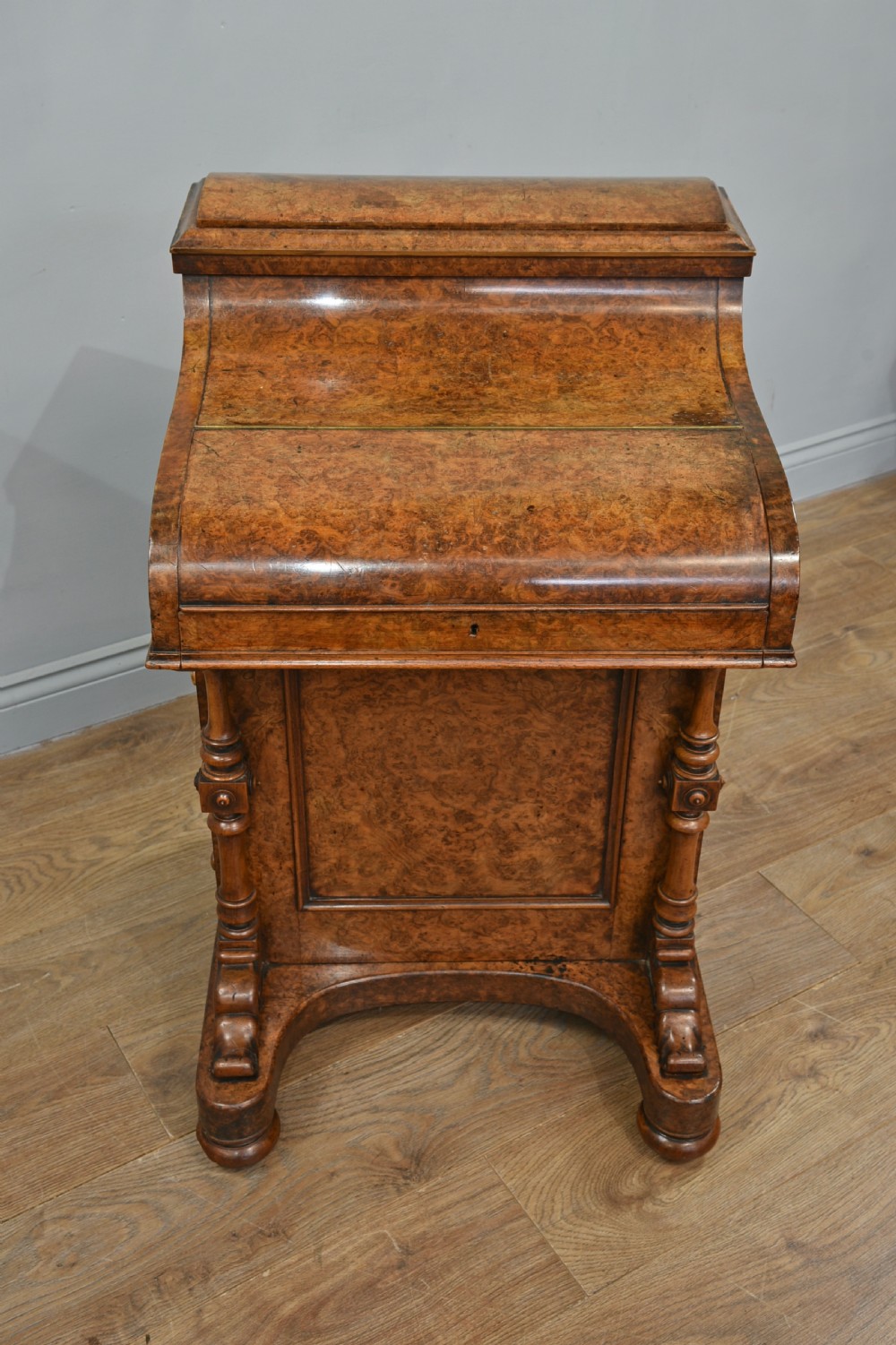Victorian walnut piano top pop up davenport desk  View IV