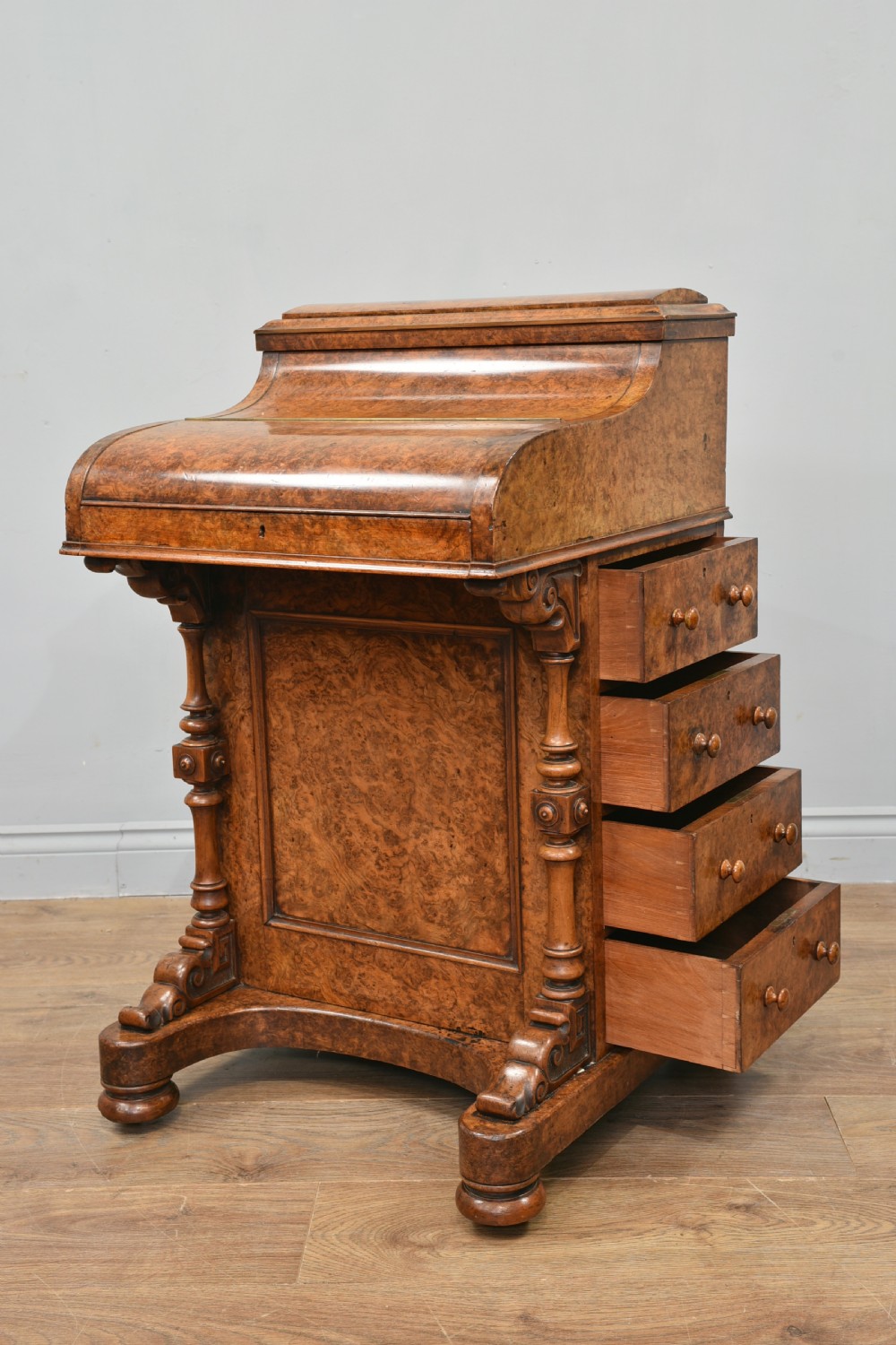Victorian walnut piano top pop up davenport desk  View VI