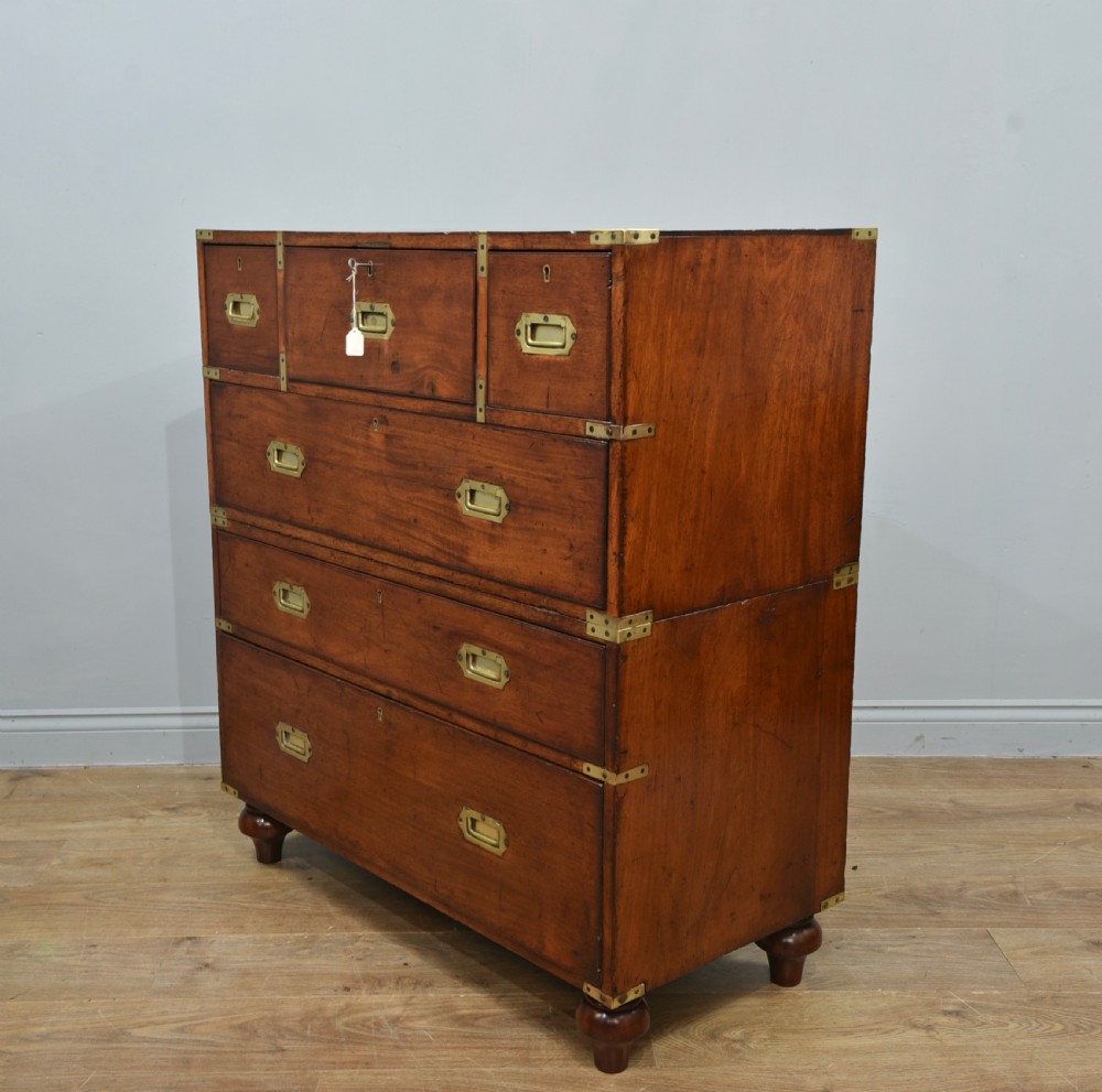 Antique mahogany campaign military chest of drawers  View IV