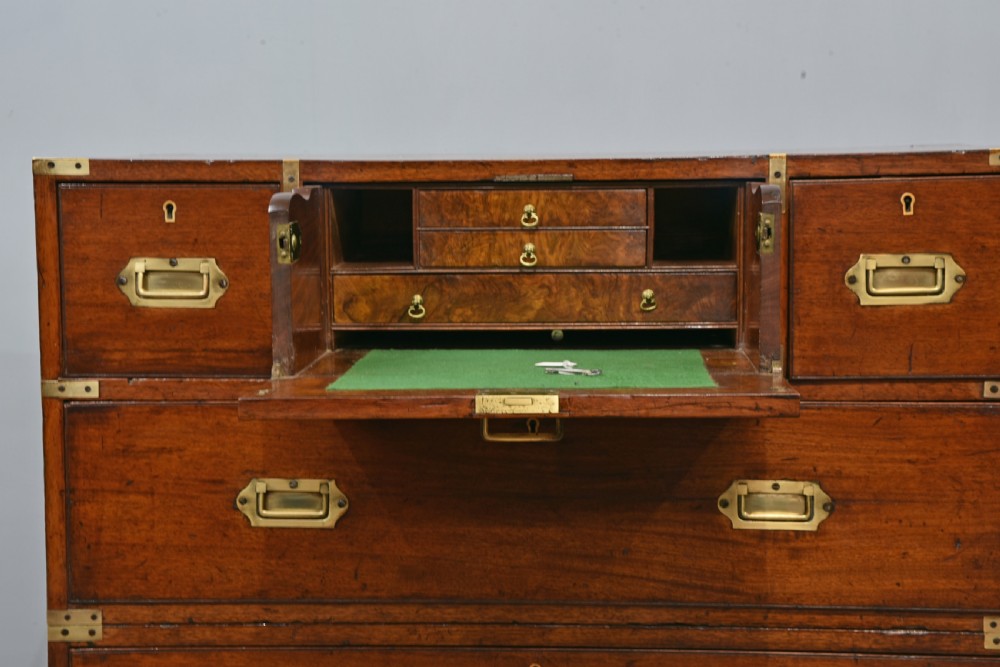 Antique mahogany campaign military chest of drawers  View V