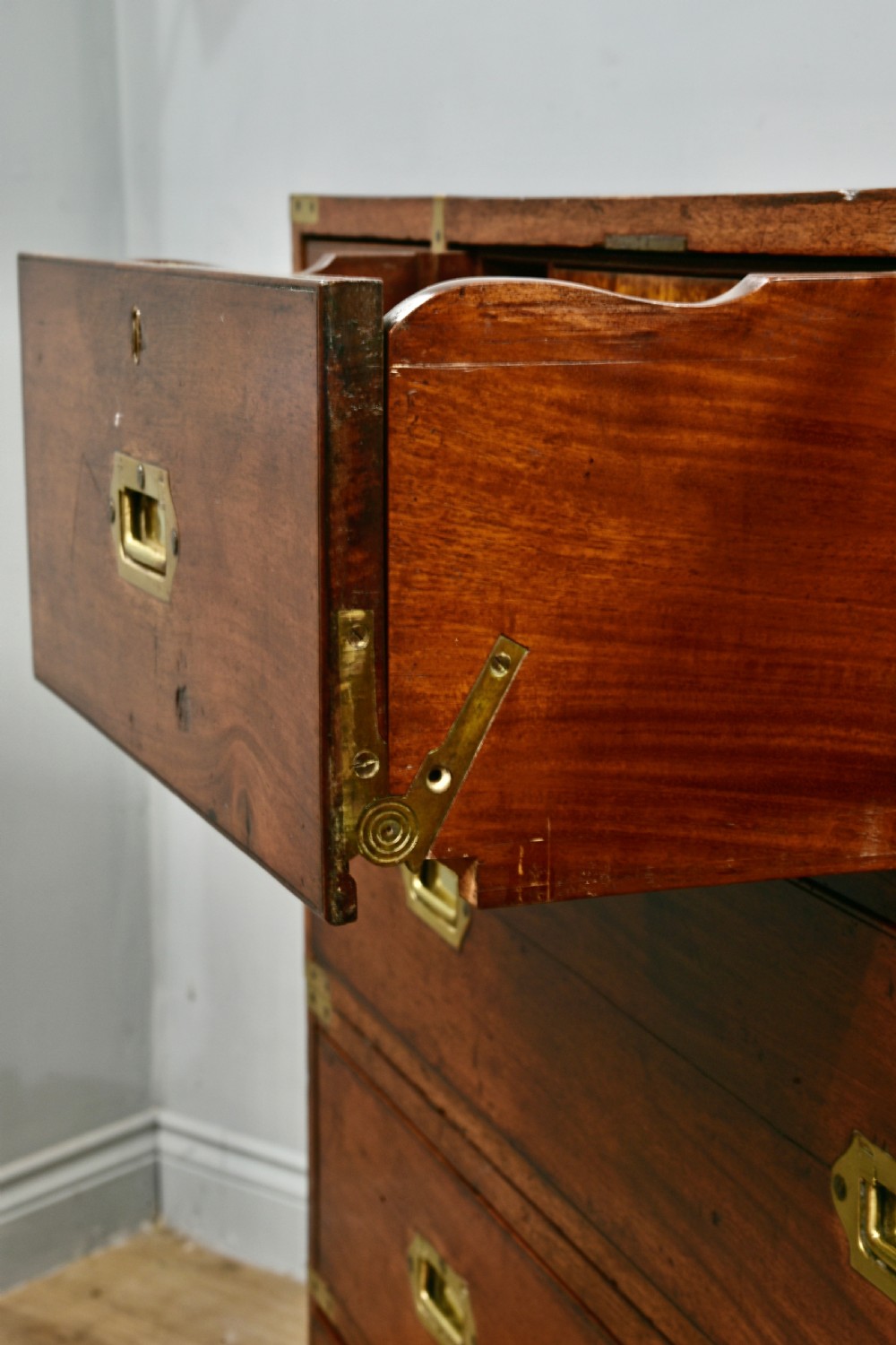 Antique mahogany campaign military chest of drawers  View VI