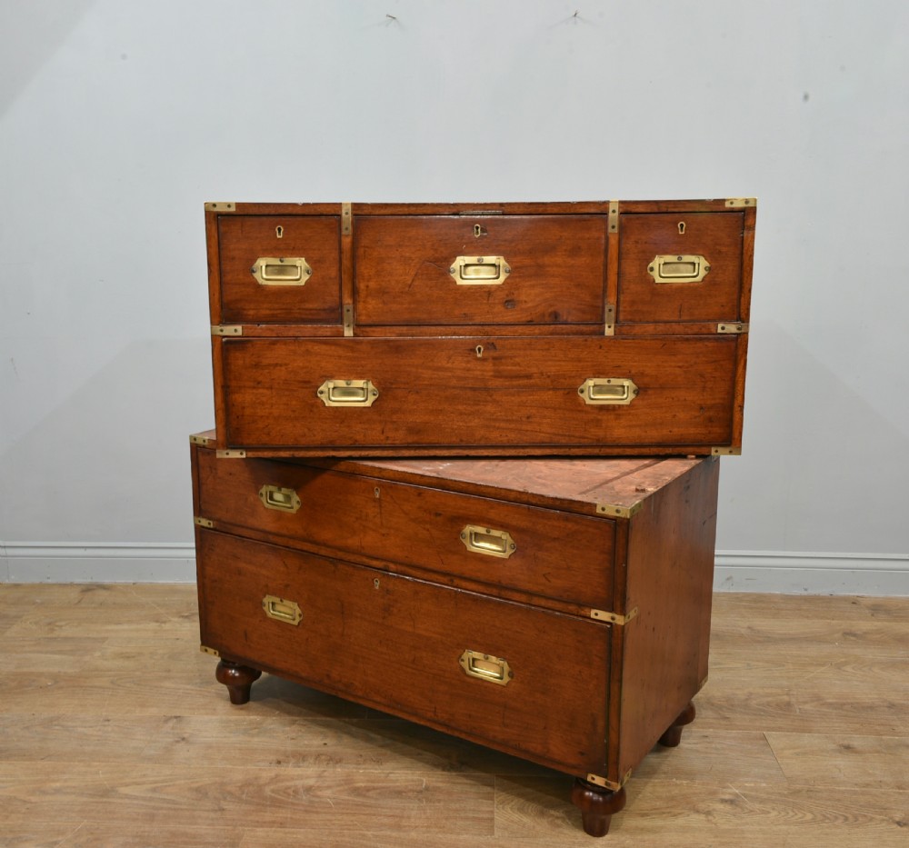 Antique mahogany campaign military chest of drawers  View VII
