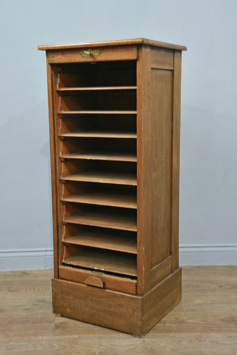 oak tambour front chest of filing drawers  View III