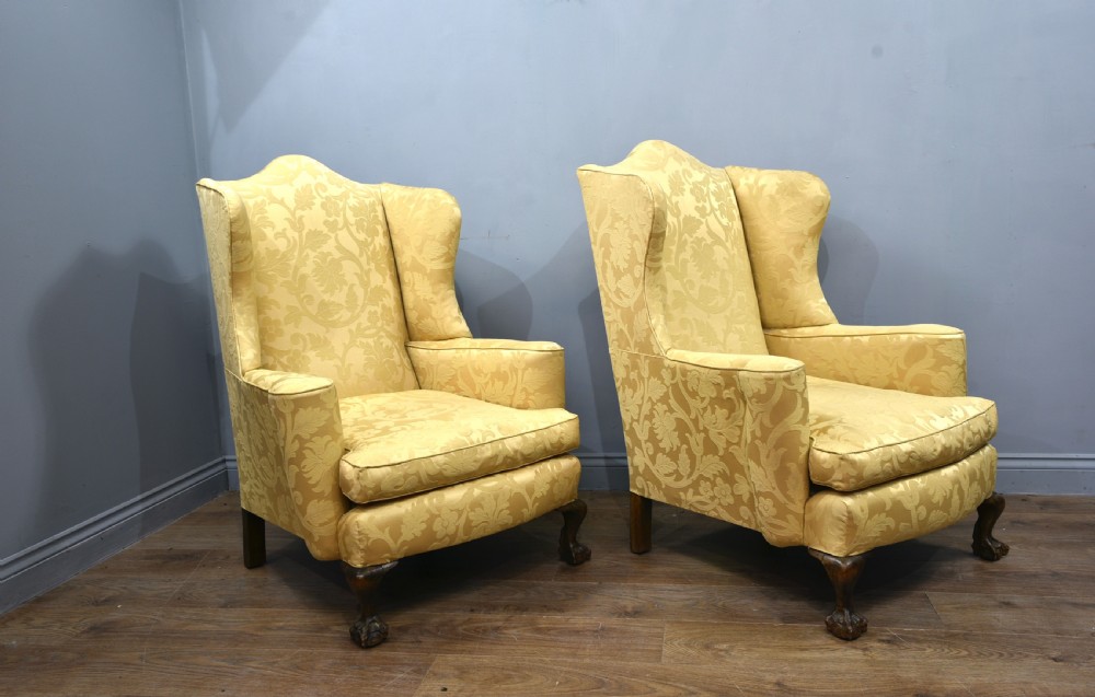 Pair of antique wing back arm chairs  View III